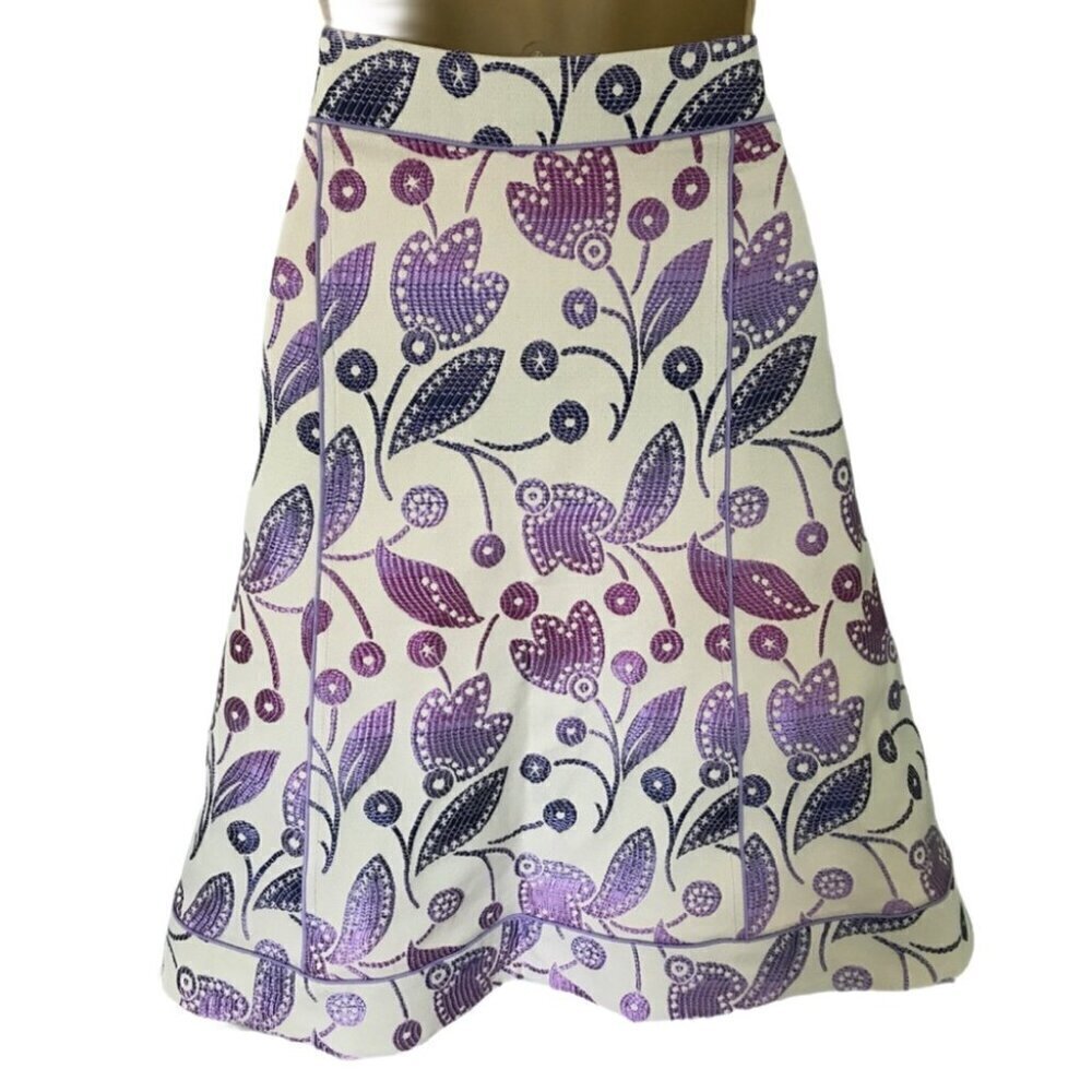 Salvatore Ferragamo Jacket and Skirt Set Embroidered Trim Lilac Piping - Picture 8 of 8